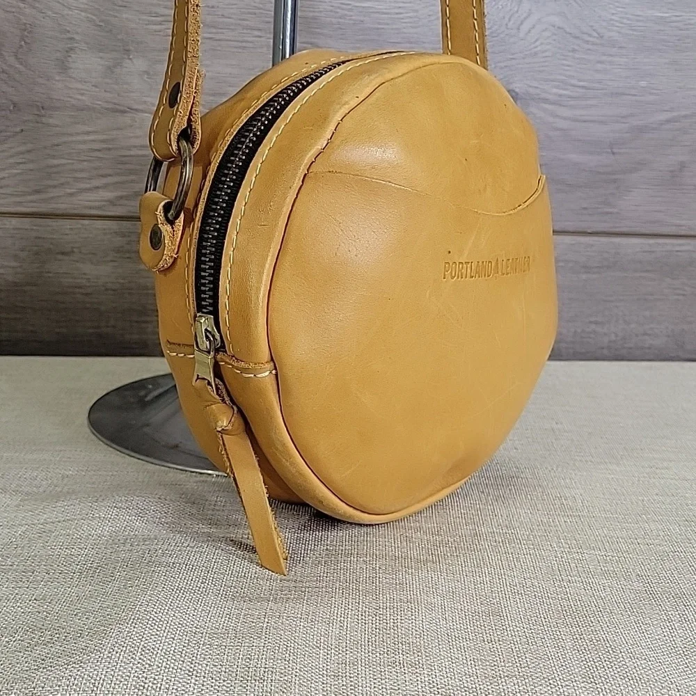 Portland Leather  Round Tan  Crossbody Bag